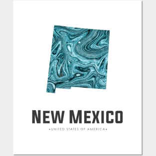 New Mexico state map abstract blue Posters and Art